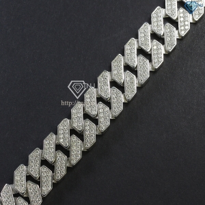 Lắc tay nam Cuban đính full kim cương Moissanite 15mm LTAM0008