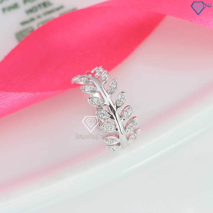 Nhẫn bạc nữ hình lá nguyệt quế xi kim NNXK0015
