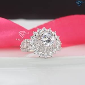 Nhẫn bạc nữ xi kim mặt tròn sang trọng NNXK0016