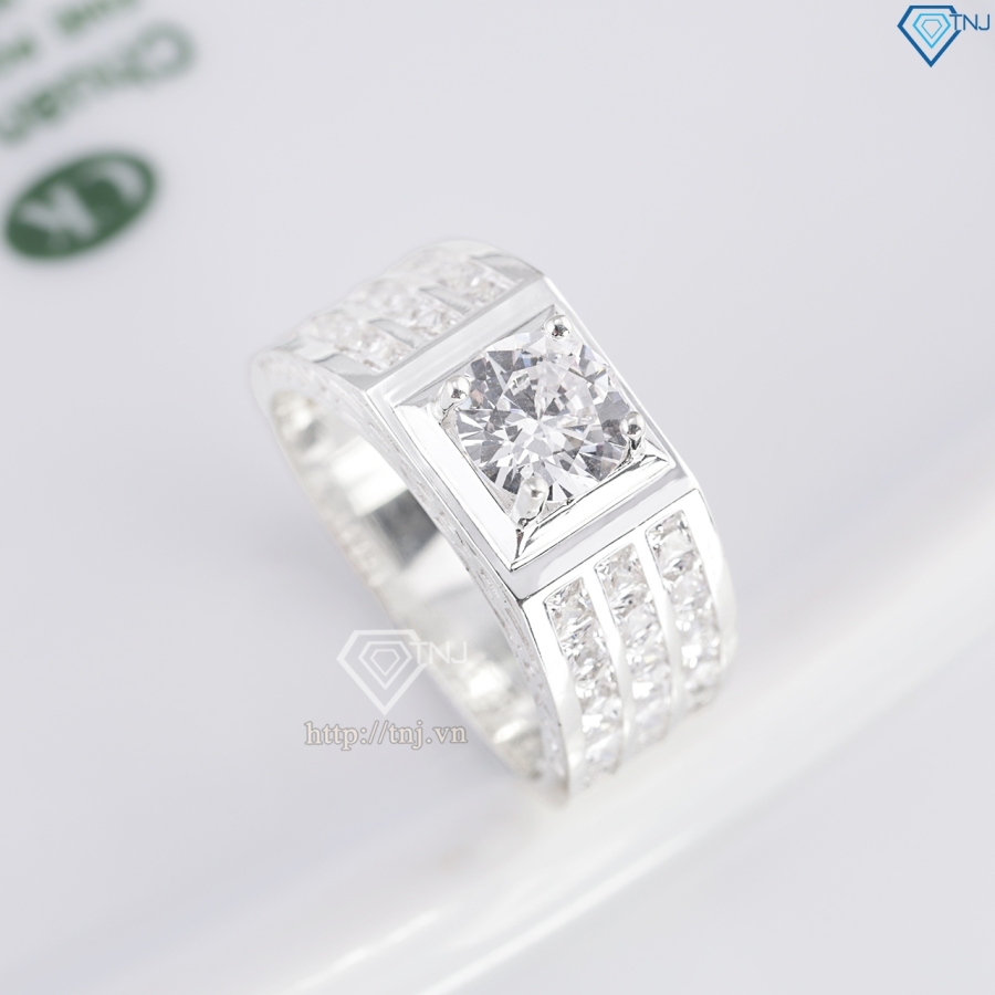 Nhẫn nam bạc 925 bản vừa đính đá đẹp NNA0850