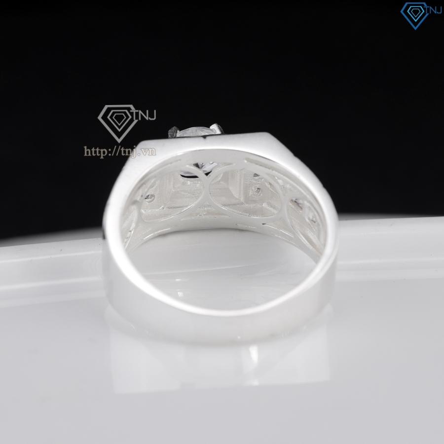 Nhẫn nam bạc 925 đơn giản đính đá đẹp NNA0852