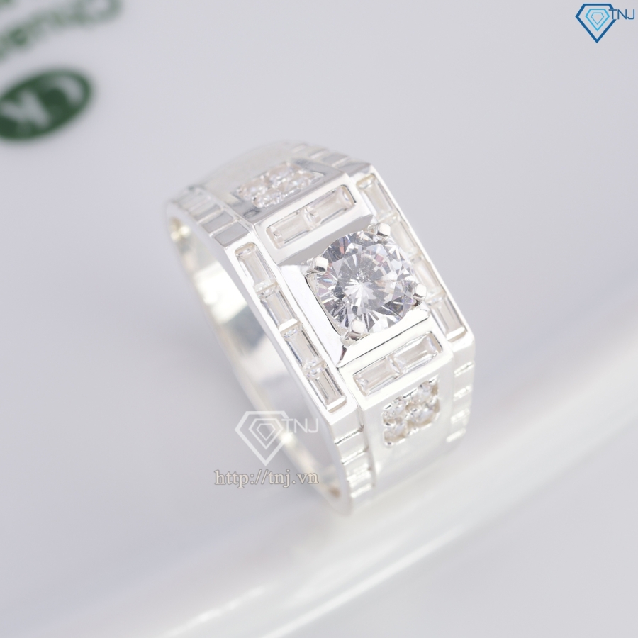 Nhẫn nam bạc 925 đơn giản đính đá đẹp NNA0855