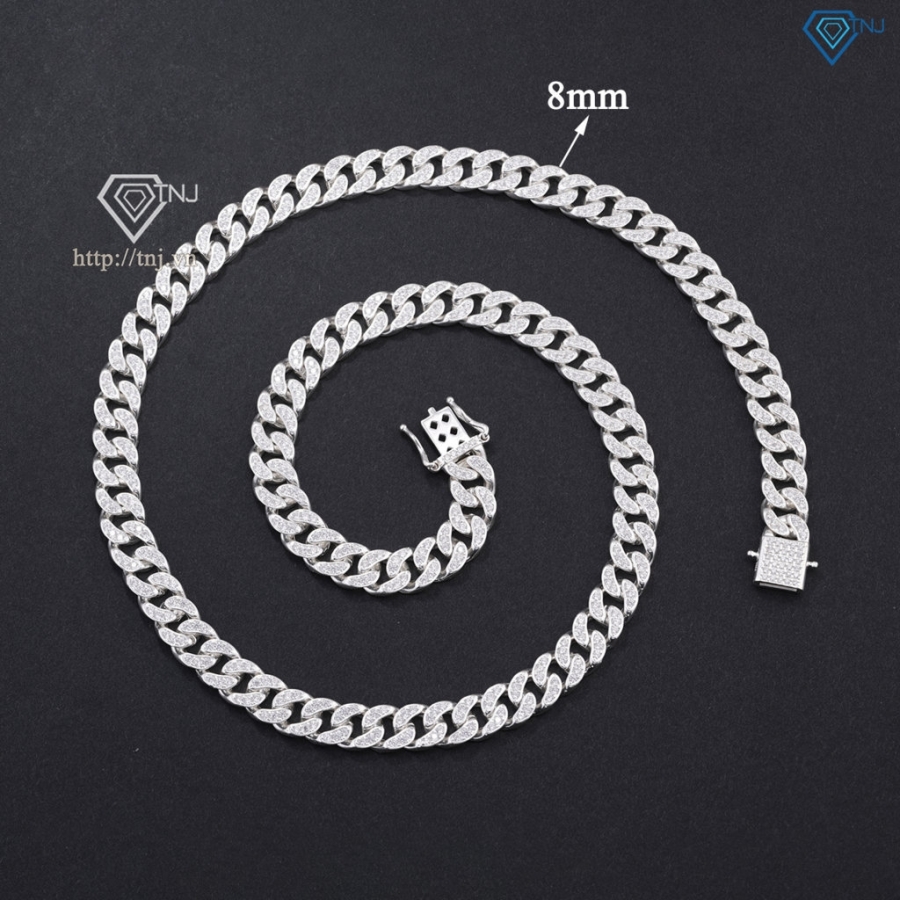Dây chuyền bạc nam cuban mắt xích 8mm DCK0159