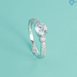 Nhẫn bạc nữ xi kim đính đá đơn giản NNXK0036