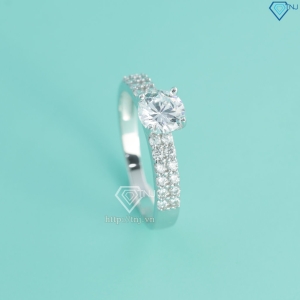 Nhẫn bạc nữ giá rẻ xi kim đính đá NNXK0037