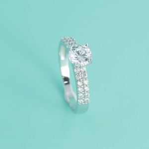 Nhẫn bạc nữ giá rẻ xi kim đính đá NNXK0037