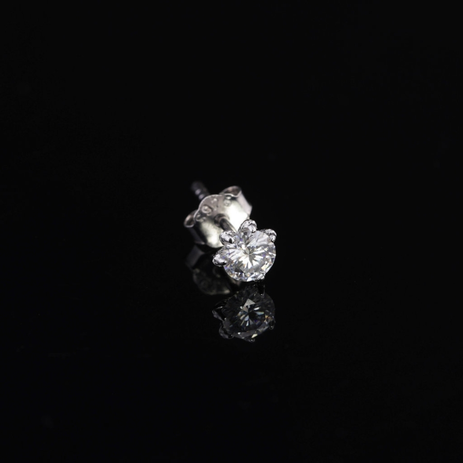 Bông tai nam móng rồng đính kim cương Moissanite 4mm BTAM0037