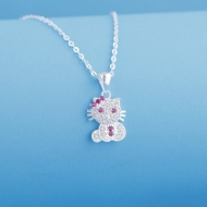 Dây chuyền bạc cho bé hình Hello Kitty DTN0046