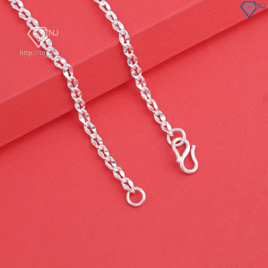 Dây chuyền bạc cho bé gái mắt xích cách điệu DTN0047