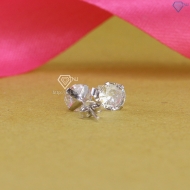 Bông tai bạc nữ xi kim giá rẻ đính đá 6mm BTNXK0002