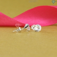 Bông tai bạc nữ xi kim giá rẻ đính đá 6mm BTNXK0002