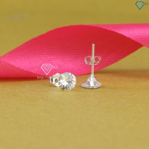 Bông tai bạc nữ xi kim giá rẻ đính đá 6mm BTNXK0002