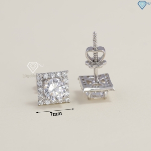 Bông tai bạc 925 xi kim mặt vuông BTNXK0009 Trang sức TNJ