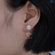 Bông tai bạc nữ hoa hướng dương xi kim chốt ren BTNXK0007Trang sức TNJ