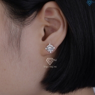 Bông tai bạc cao cấp xi kim mặt vuông BTNXK0013