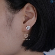 Bông tai bạc nữ xi kim mặt bông hoa cho phụ nữ trung niên BTNXK0014