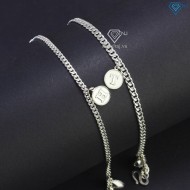 Quà 20 10 cho người yêu vòng tay đôi bạc đơn giản khắc chữ LTD0056
