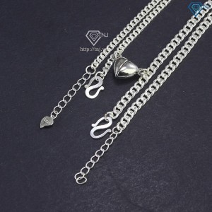 Quà 20 10 cho người yêu vòng tay đôi bạc đơn giản khắc chữ LTD0056