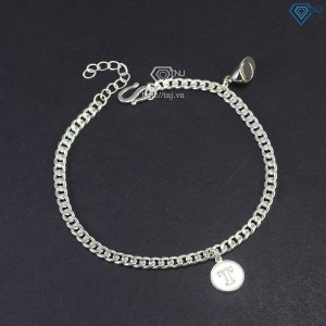 Quà 20 10 cho người yêu vòng tay đôi bạc đơn giản khắc chữ LTD0056