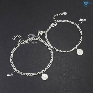 Quà 20 10 cho người yêu vòng tay đôi bạc đơn giản khắc chữ LTD0056