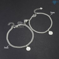 Quà 20 10 cho người yêu vòng tay đôi bạc đơn giản khắc chữ LTD0056