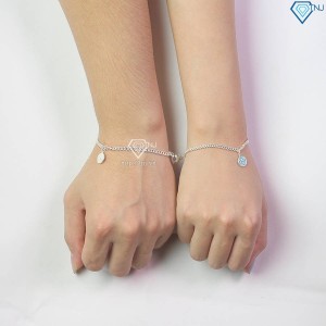 Quà 20 10 cho người yêu vòng tay đôi bạc đơn giản khắc chữ LTD0056