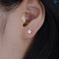 Bông tai bạc nữ đính đá tròn đẹp BTN0044 - Trang Sức TNJ