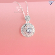 Quà  20 10 cho mẹ dây chuyền bạc mặt tròn full đá cao cấp đẹp DCN0787