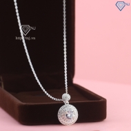 Quà  20 10 cho mẹ dây chuyền bạc mặt tròn full đá cao cấp đẹp DCN0787