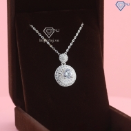 Quà  20 10 cho mẹ dây chuyền bạc mặt tròn full đá cao cấp đẹp DCN0787