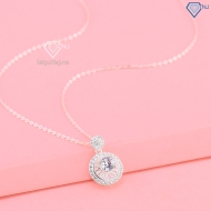 Quà  20 10 cho mẹ dây chuyền bạc mặt tròn full đá cao cấp đẹp DCN0787