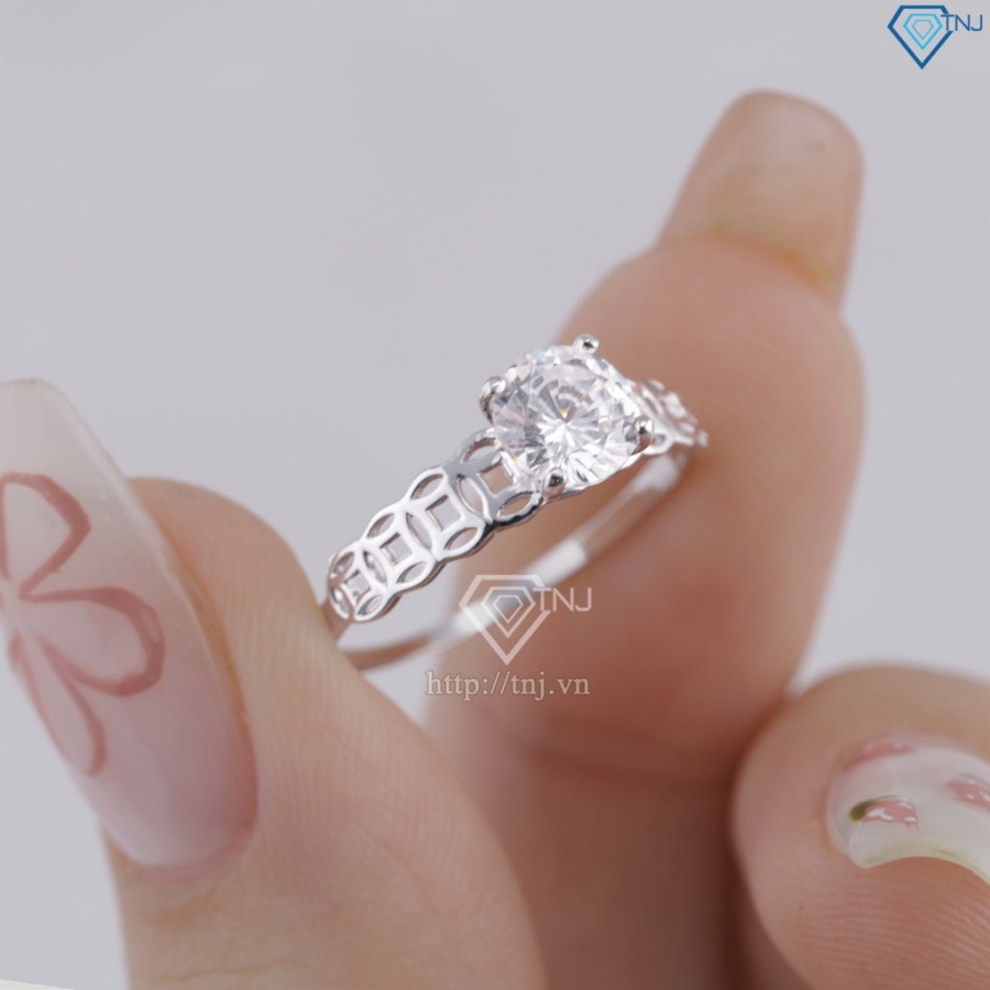 Nhẫn bạc nữ kim tiền xi kim đính đá giá rẻ NNXK0421