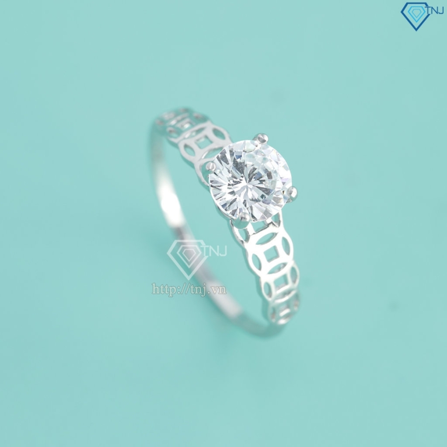 Nhẫn bạc nữ kim tiền xi kim đính đá giá rẻ NNXK0421