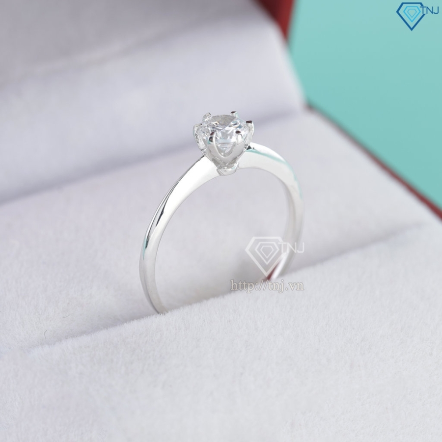 Nhẫn bạc nữ đơn giản xi kim đính đá NNXK0437