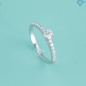 Nhẫn bạc nữ bản nhỏ xi kim đính đá NNXK0464