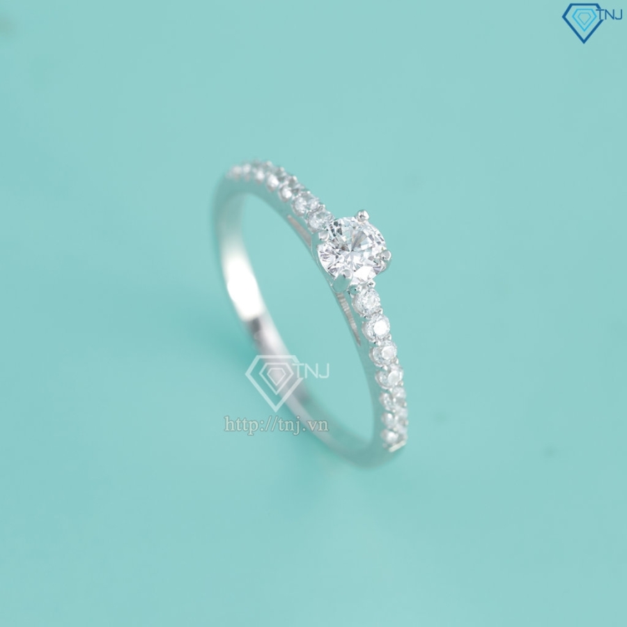 Nhẫn bạc nữ bản nhỏ xi kim đính đá NNXK0464