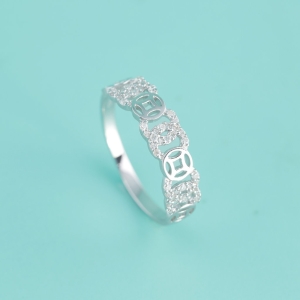 Nhẫn bạc nữ kim tiền xi kim đính đá NNXK0465