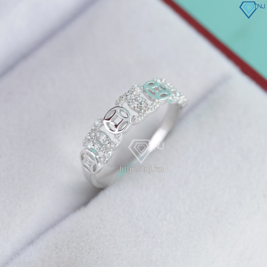 Nhẫn bạc nữ kim tiền xi kim đính đá NNXK0465