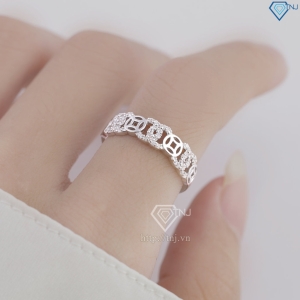 Nhẫn bạc nữ kim tiền xi kim đính đá NNXK0465