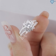 Nhẫn bạc nữ mặt bông hoa xi kim đính đá NNXK0470