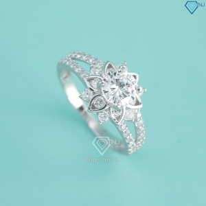 Nhẫn bạc nữ mặt bông hoa xi kim đính đá NNXK0470