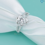 Nhẫn bạc nữ mặt bông hoa xi kim đính đá NNXK0470