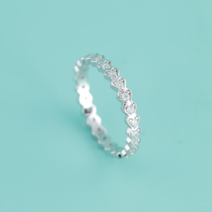 Nhẫn bạc nữ hình trái tim xi kim đính đá NNXK0519