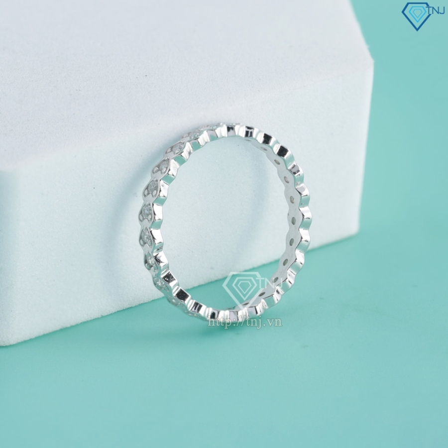 Nhẫn bạc nữ hình trái tim xi kim đính đá NNXK0519