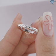 Nhẫn bạc nữ hình trái tim xi kim đính đá NNXK0519