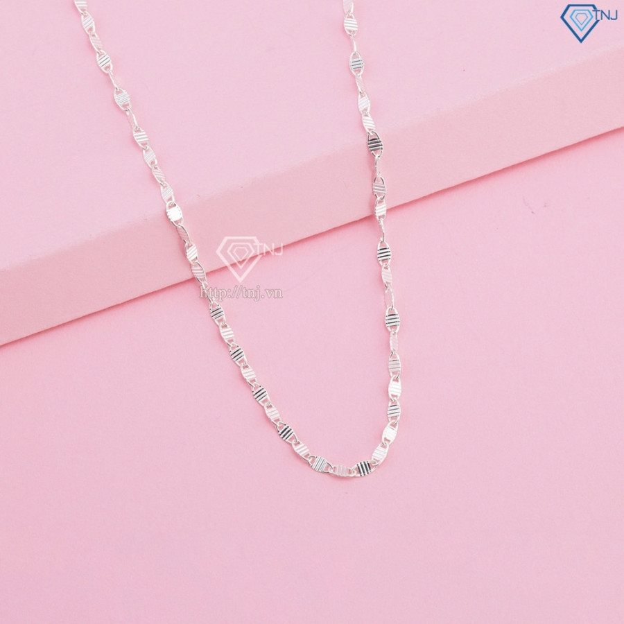 Dây chuyền bạc nữ không mặt dạng dẹp DNK0034  Trang Sức TNJ