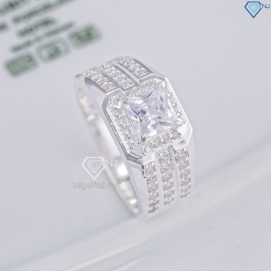 Nhẫn nam bạc 925 đính đá vuông đẹp NNA0857