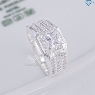 Nhẫn nam bạc 925 đính đá vuông đẹp NNA0857