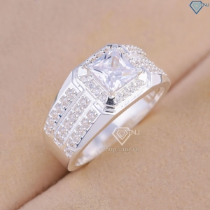 Nhẫn nam bạc 925 đính đá vuông đẹp NNA0857