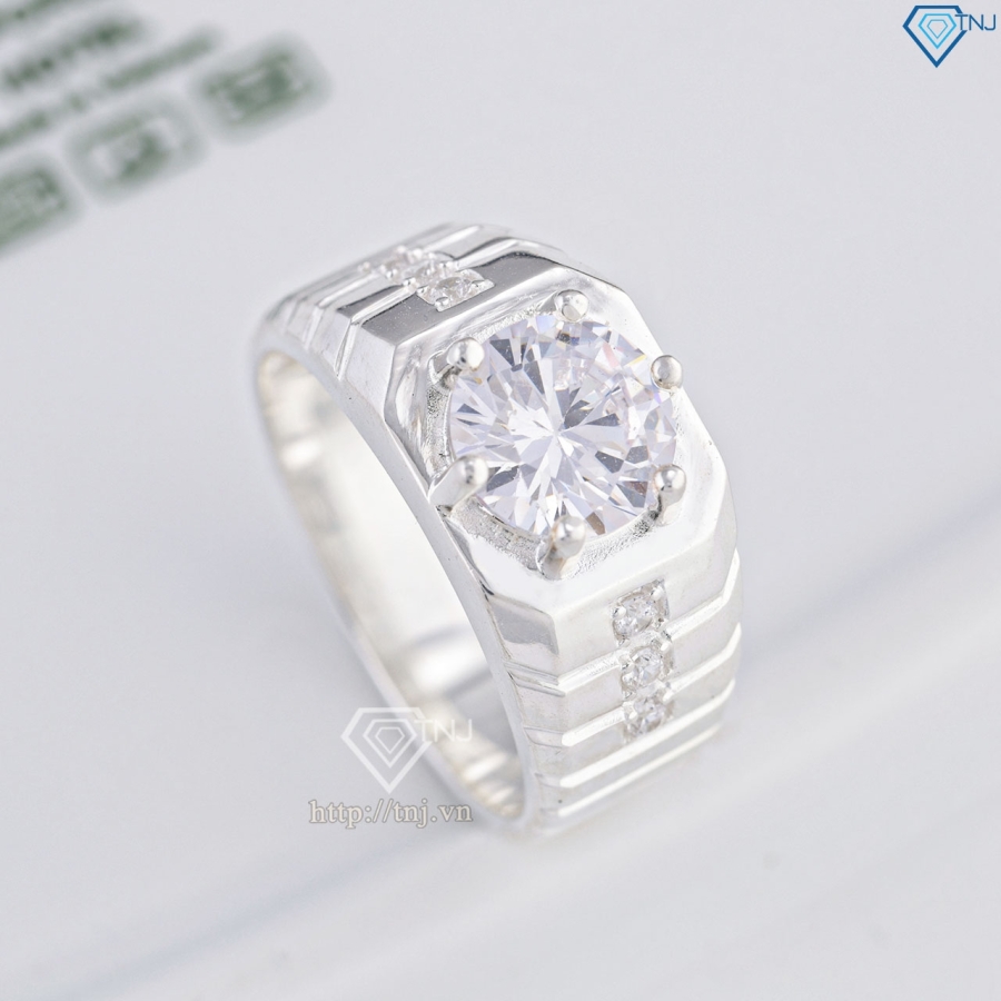 Nhẫn nam bạc 925 đơn giản đính đá NNA0858